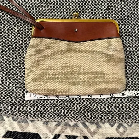 Vintage *Rare* 60’s Etienne Aigner Linen Leather Clutch Wallet - Picture 8 of 9